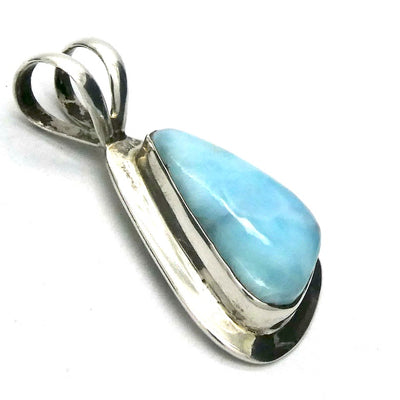 Larimar Pendant | 925 Sterling Silver | Freeform Triangle | Bezel Set | Dominican Republic Caribbean | Ocean Sky blue Pectolite | Crystal Heart Melbourne est 1986