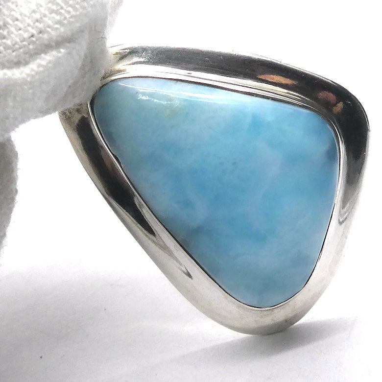 Larimar Pendant | 925 Sterling Silver | Freeform Triangle | Bezel Set | Dominican Republic Caribbean | Ocean Sky blue Pectolite | Crystal Heart Melbourne est 1986