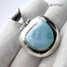 Load image into Gallery viewer, Larimar Pendant | 925 Sterling Silver | Freeform Cabochon| Bezel Set | Dominican Republic Caribbean | Ocean Sky blue Pectolite | Crystal Heart Melbourne est 1986