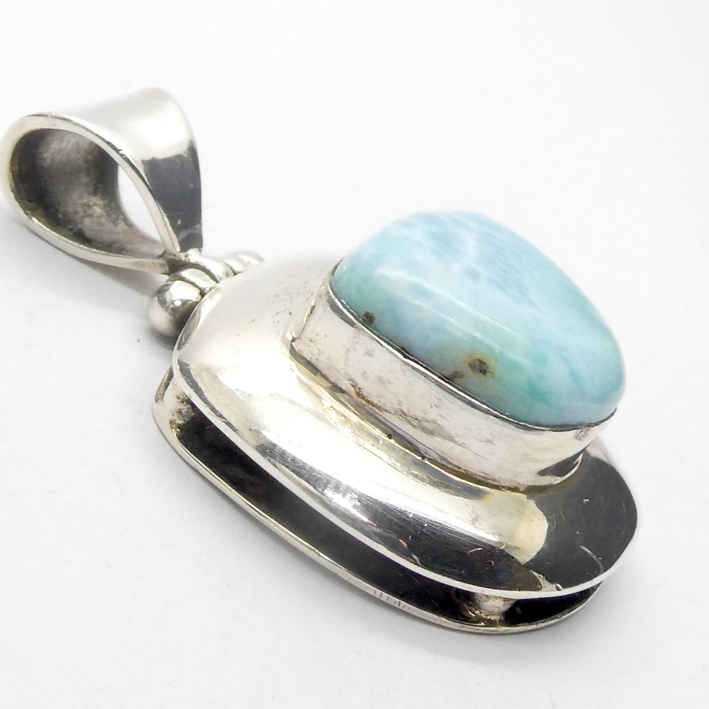 Larimar Pendant | 925 Sterling Silver | Freeform Cabochon| Bezel Set | Dominican Republic Caribbean | Ocean Sky blue Pectolite | Crystal Heart Melbourne est 1986