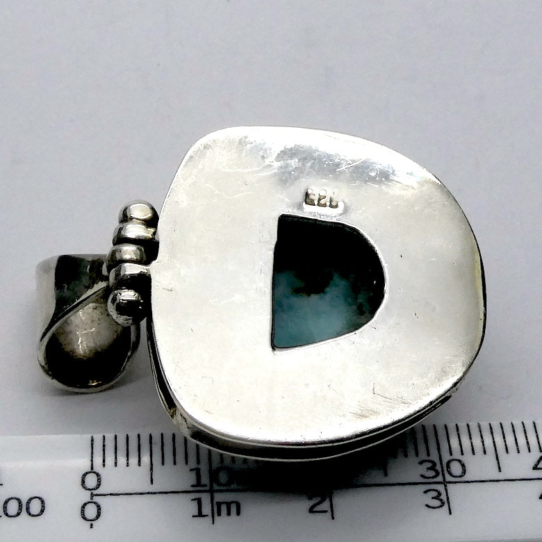 Larimar Pendant | 925 Sterling Silver | Freeform Cabochon| Bezel Set | Dominican Republic Caribbean | Ocean Sky blue Pectolite | Crystal Heart Melbourne est 1986