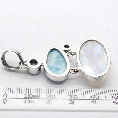 Larimar Pendant with Moonstone and Topaz | 925 Sterling Silver | Crystal Heart Melbourne est 1986