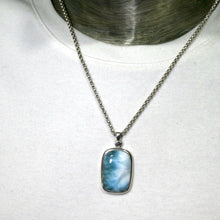 Load image into Gallery viewer, Larimar Pendant | 925 Sterling Silver | Oblong Cab | Bezel Set | Dominican Republic Caribbean | Oceanic Sky blue Pectolite | Crystal Heart Melbourne est 1986