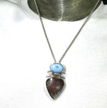 Load image into Gallery viewer, Larimar Pendant over Lodolite Teardrop, 925 Sterling Silver