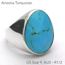 Load image into Gallery viewer, Tuquoise Ring | 925 Sterling Silver | Italian Designer | Arizona Robin's Egg Blue | US Size 9 | AUS Size R1/2 | Crystal Heart Melbourne Australia est 1986