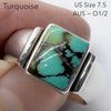 Turquoise Ring | Oblong Cab | 925 Sterling Silver | Nice Blue, Black Veins | US Size 7.5 | AUS Size O1/2 | Crystal Heart Australia est 1986