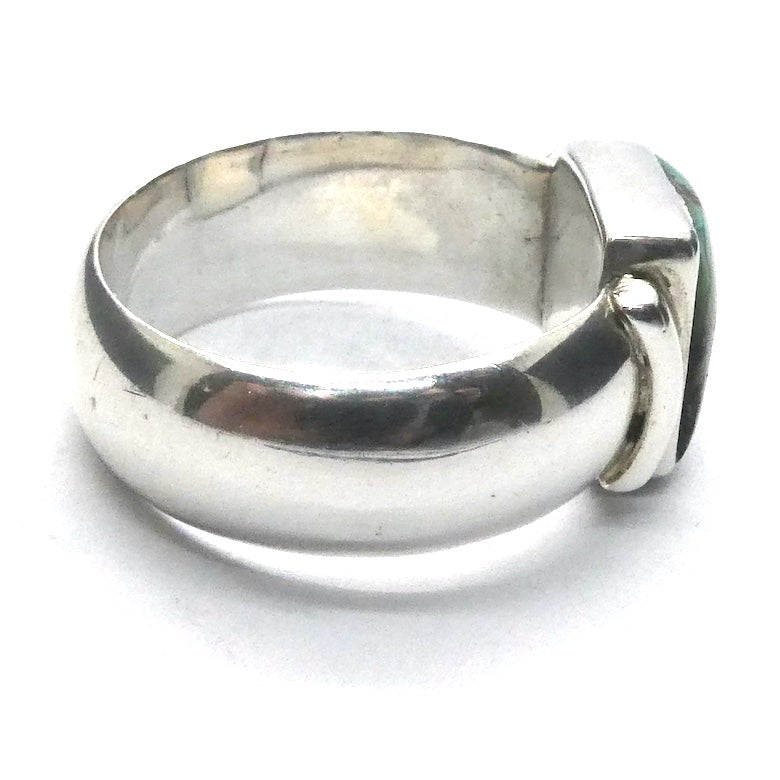 Turquoise Ring | Oblong Cab | 925 Sterling Silver | Nice Blue, Black Veins | US Size 7.5 | AUS Size O1/2 | Crystal Heart Australia est 1986
