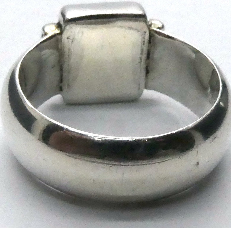 Turquoise Ring | Oblong Cab | 925 Sterling Silver | Nice Blue, Black Veins | US Size 7.5 | AUS Size O1/2 | Crystal Heart Australia est 1986