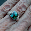 Turquoise Ring | Oblong Cab | 925 Sterling Silver | Nice Blue, Black Veins | US Size 7.5 | AUS Size O1/2 | Crystal Heart Australia est 1986