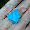 Arizona Turquoise Ring | Polished Freeform Nugget | Robins Egg Blue | 925 Sterling Silver | US Size 8 | AUS Size P1/2 | Crystal Heart Australia est 1986