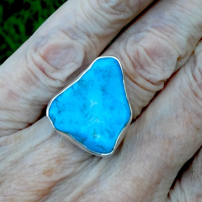 Arizona Turquoise Ring | Polished Freeform Nugget | Robins Egg Blue | 925 Sterling Silver | US Size 8 | AUS Size P1/2 | Crystal Heart Australia est 1986
