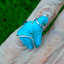 Load image into Gallery viewer, Arizona Turquoise Ring | Polished Freeform Nugget | Robins Egg Blue | 925 Sterling Silver | US Size 7 | AUS Size N1/2 | Crystal Heart Australia est 1986