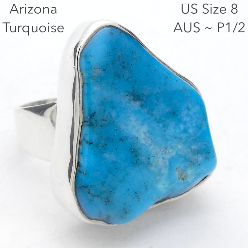 Arizona Turquoise Ring | Polished Freeform Nugget | Robins Egg Blue | 925 Sterling Silver | US Size 8 | AUS Size P1/2 | Crystal Heart Australia est 1986