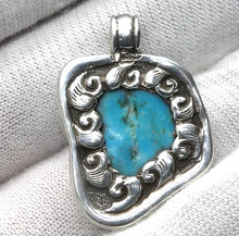 Load image into Gallery viewer, Tibetan Turquoise Pendant | Freeform Nugget | Lovely Blue | 925 Silver | Handcrafted | Unalome Symbol | Sagittarius Taurus Pisces | Crystal Heart Melbourne est 1986