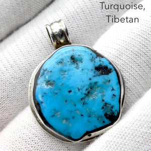 Tibetan Turquoise Pendant | Freeform Nugget | Sky Blue | 925 Silver | Handcrafted | Unalome Symbol | Sagittarius Taurus Pisces | Crystal Heart Melbourne est 1986