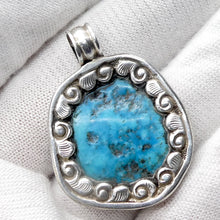 Load image into Gallery viewer, Tibetan Turquoise Pendant | Freeform Nugget | Sky Blue | 925 Silver | Handcrafted | Unalome Symbol | Sagittarius Taurus Pisces | Crystal Heart Melbourne est 1986