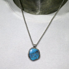Load image into Gallery viewer, Tibetan Turquoise Pendant | Freeform Nugget | Sky Blue | 925 Silver | Handcrafted | Unalome Symbol | Sagittarius Taurus Pisces | Crystal Heart Melbourne est 1986