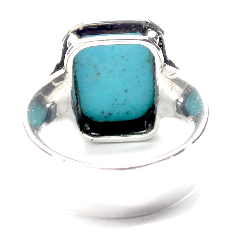 Turquoise Ring | Oblong Checkerboard | 925 Sterling Silver | Italian Designer | Arizona Robin's Egg Blue | US Size 7.75 | AUS Size P | Crystal Heart Australia est 1986