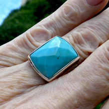 Load image into Gallery viewer, 925 Sterling Silver Ring | Arizona Turquoise | Celtic Knotwork | Oblong Checkerboard | US Size 7.5 | Aus O1/2 | Crystal Heart Melbourne Australia since 1986