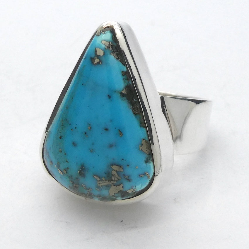 Persian Turquoise Ring | 925 Silver | Teardrop | Golden crystals Pyrites | Sagittarius Scorpio Pisces | US Size ( | AUS R1/2 | Crystal Heart Melbourne est 1986