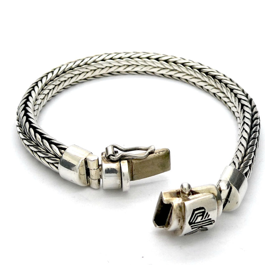 Bracelet 925 Sterling Silver  | Heavy Woven Snake Chain | Robust clasp | DK Trade Mark | Crystal Heart Melbourne Australia since 1986