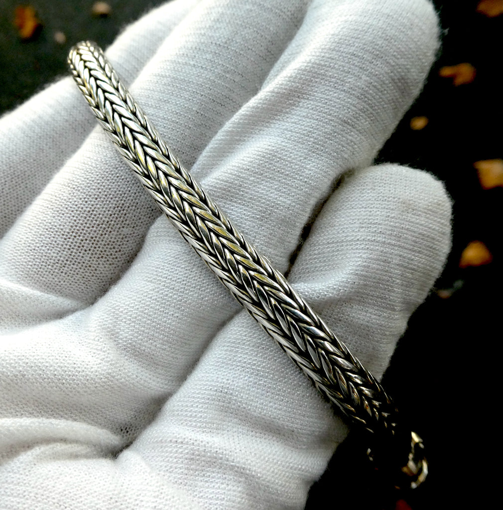 Bracelet 925 Sterling Silver  | Heavy Woven Snake Chain | Robust clasp | DK Trade Mark | Crystal Heart Melbourne Australia since 1986