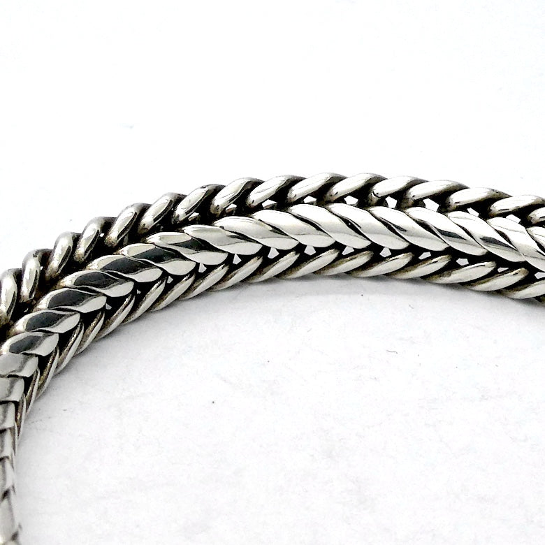 Bracelet 925 Sterling Silver Snake Chain | Oval Cross Section | Strong Push Pull Clasp | DK Trade Mark | Masculine style with a touch of class | Crystal Heart Melbourne Australia since 1986
