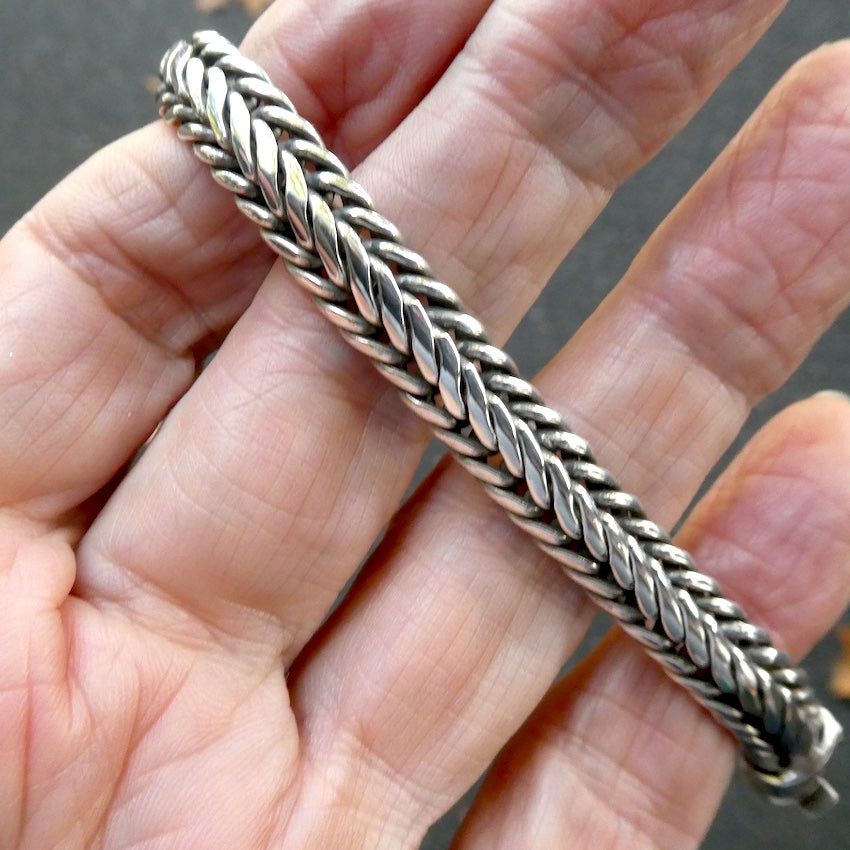 Bracelet 925 Sterling Silver Snake Chain | Oval Cross Section | Strong Push Pull Clasp | DK Trade Mark | Masculine style with a touch of class | Crystal Heart Melbourne Australia since 1986