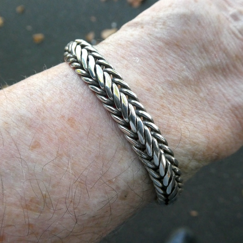Bracelet 925 Sterling Silver Snake Chain | Oval Cross Section | Strong Push Pull Clasp | DK Trade Mark | Masculine style with a touch of class | Crystal Heart Melbourne Australia since 1986