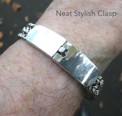 Bracelet 925 Sterling Silver | Flat plaited weave | Strong stylish Push Pull Clasp | Space for Engraving | Crystal Heart Melbourne Australia since 1986