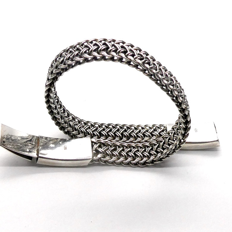 Bracelet 925 Sterling Silver | Flat plaited weave | Strong stylish Push Pull Clasp | Space for Engraving | Crystal Heart Melbourne Australia since 1986