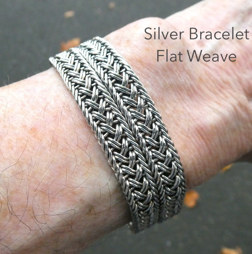 Bracelet 925 Sterling Silver | Flat plaited weave | Strong stylish Push Pull Clasp | Space for Engraving | Crystal Heart Melbourne Australia since 1986