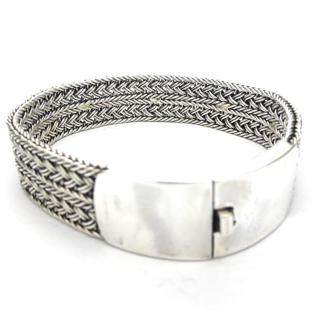 Bracelet 925 Sterling Silver | Flat plaited weave | Strong stylish Push Pull Clasp | Space for Engraving | Crystal Heart Melbourne Australia since 1986