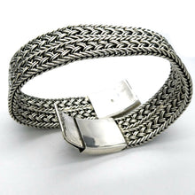 Load image into Gallery viewer, Bracelet 925 Sterling Silver | Flat plaited weave | Strong stylish Push Pull Clasp | Space for Engraving | Crystal Heart Melbourne Australia since 1986