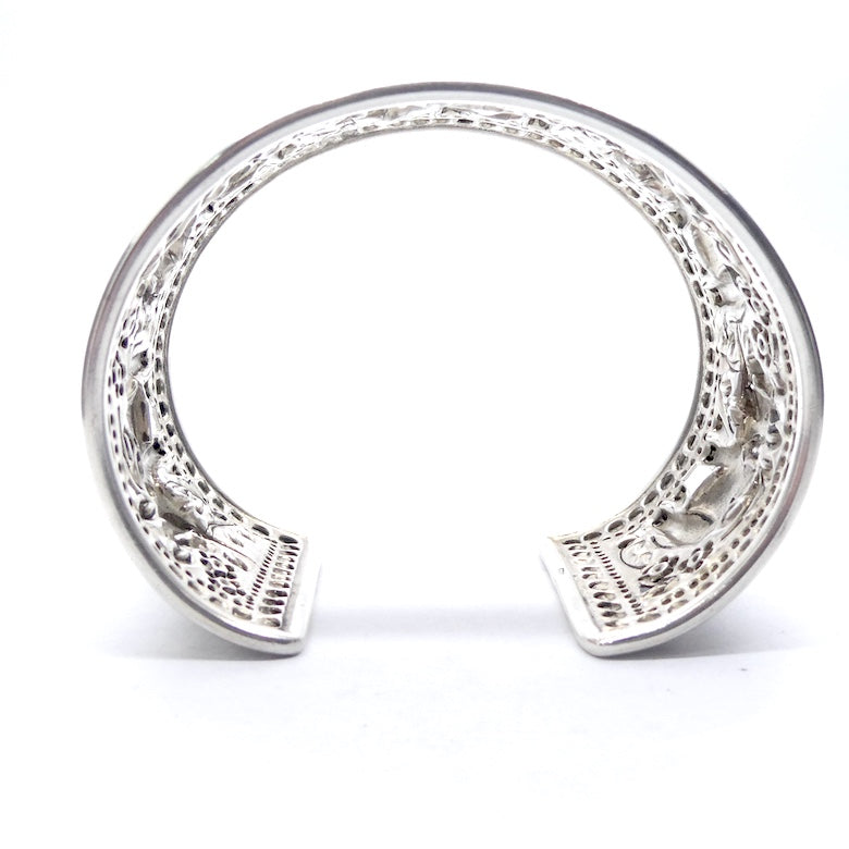 Cuff Bracelet with Elephants | Wide | Pressed 925 Sterling Silver | Crystal Heart Melbourne Australia since 1986