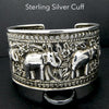 Cuff Bracelet with Elephants | Wide | Pressed 925 Sterling Silver | Crystal Heart Melbourne Australia since 1986