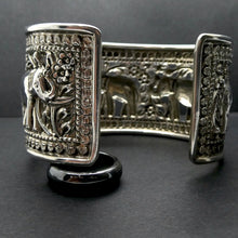 Load image into Gallery viewer, Cuff Bracelet with Elephants | Wide | Pressed 925 Sterling Silver | Crystal Heart Melbourne Australia since 1986
