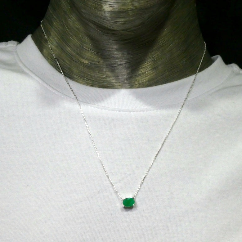 Dainty Emerald Necklace | Faceted Oval | Nice colour  | 925 Sterling Silver | Creative Joy | Wisdom of the Heart | Crystal Heart Melbourne Australia est 1986