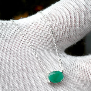 Dainty Emerald Necklace | Faceted Oval | Nice colour  | 925 Sterling Silver | Creative Joy | Wisdom of the Heart | Crystal Heart Melbourne Australia est 1986