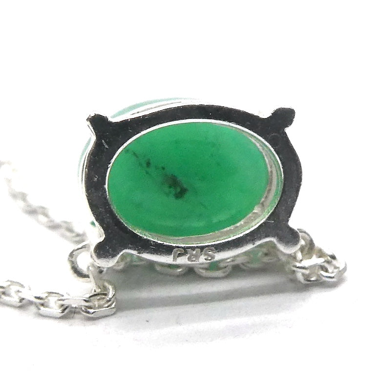 Dainty Emerald Necklace | Faceted Oval | Nice colour  | 925 Sterling Silver | Creative Joy | Wisdom of the Heart | Crystal Heart Melbourne Australia est 1986