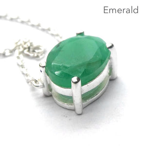 Dainty Emerald Necklace | Faceted Oval | Nice colour  | 925 Sterling Silver | Creative Joy | Wisdom of the Heart | Crystal Heart Melbourne Australia est 1986