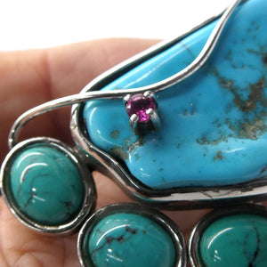 Turquoise Ring | Freeform with 3 Oval Cabs | 925 Silver | Sagittarius Scorpio Pisces | US Size 6.25 | AUS M | Crystal Heart Melbourne est 1986
