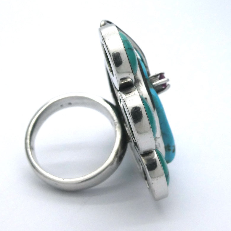 Turquoise Ring | Freeform with 3 Oval Cabs | 925 Silver | Sagittarius Scorpio Pisces | US Size 6.25 | AUS M | Crystal Heart Melbourne est 1986