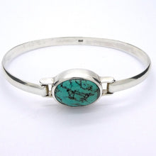 Load image into Gallery viewer, Turquoise Bracelet cuff | Sturdy 925 Sterling Silver | Invisible Clasp | Cabochon Oval | Crystal Heart Melbourne Australia since 1986