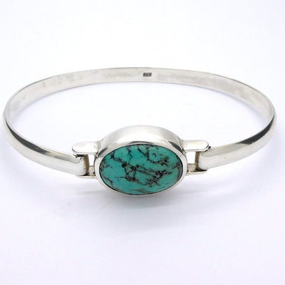 Turquoise Bracelet cuff | Sturdy 925 Sterling Silver | Invisible Clasp | Cabochon Oval | Crystal Heart Melbourne Australia since 1986
