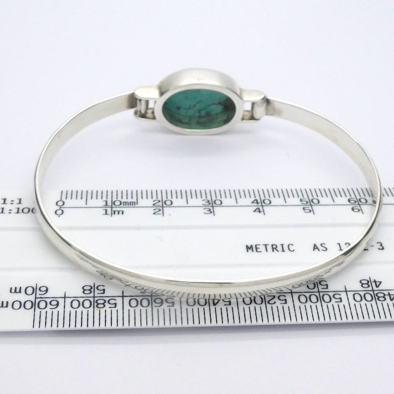 Turquoise Bracelet cuff | Sturdy 925 Sterling Silver | Invisible Clasp | Cabochon Oval | Crystal Heart Melbourne Australia since 1986