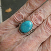 Turquoise Ring, Mystic Tree Engraving, 925 Sterling Silver