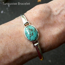 Load image into Gallery viewer, Turquoise Bracelet cuff | Sturdy 925 Sterling Silver | Invisible Clasp | Cabochon Oval | Crystal Heart Melbourne Australia since 1986