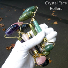 Load image into Gallery viewer, Crystal Dual Face Roller | Skin Care |  Rose Quartz | Amethyst | Jade | Terahertz Aventurine | Bian Stone | Crystal Heart Melbourne Australia since 1986
