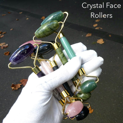Crystal Dual Face Roller | Skin Care |  Rose Quartz | Amethyst | Jade | Terahertz Aventurine | Bian Stone | Crystal Heart Melbourne Australia since 1986
